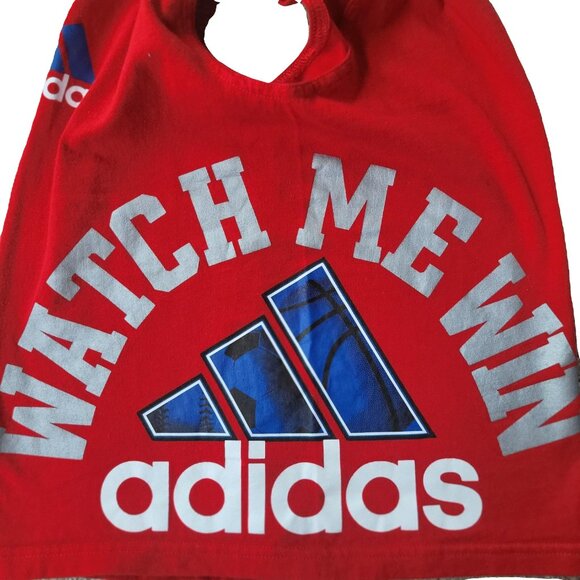 Adidas Boys Red Sleeveless T-Shirt  “Watch Me Win” Size 5 - Picture 5 of 5